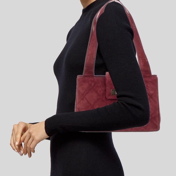 Chanel classic flap suede reissue burgundy  quilted shoulder bag handbag - Picture 3 of 4